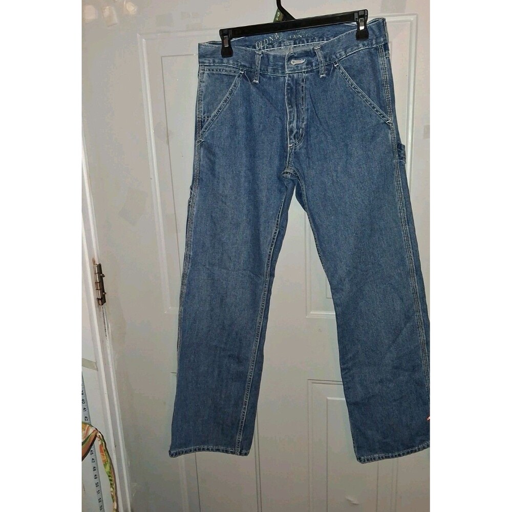 Old Navy Men's Blue Denim Jeans Straight Leg Relaxed Fit 5-Pocket Medium Wash